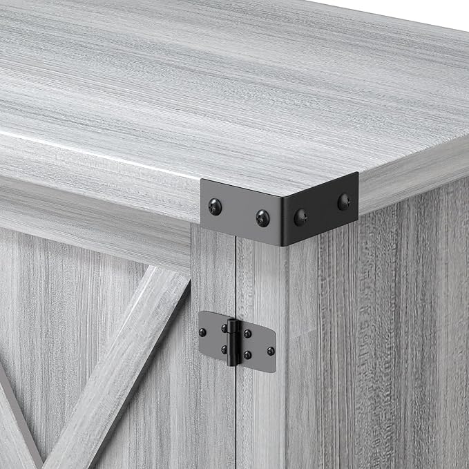 JUMMICO TV Stand, 65 Inch TV Farmhouse Entertainment Center with Double Barn Doors and Storage Cabinets, Console TV Table Media for Living Room, Bedroom (Grey)