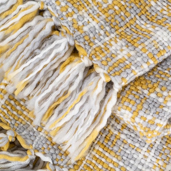 BATTILO HOME Yellow Throw Blanket for Couch Bed, Mustard Gold Blanket for Spring Summer, Multicolor Throw Blanket for Home Decor, 50"x60"