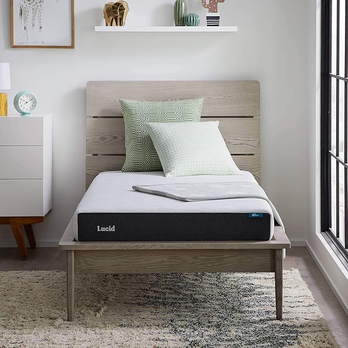 Lucid 6 Inch Memory Foam Mattress - Firm Feel - Gel Infusion - Memory Foam Infused with Bamboo Charcoal - Breathable - CertiPur Certified - Twin XL