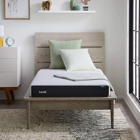 Lucid 6 Inch Memory Foam Mattress - Firm Feel - Gel Infusion - Memory Foam Infused with Bamboo Charcoal - Breathable - CertiPur Certified - Twin XL