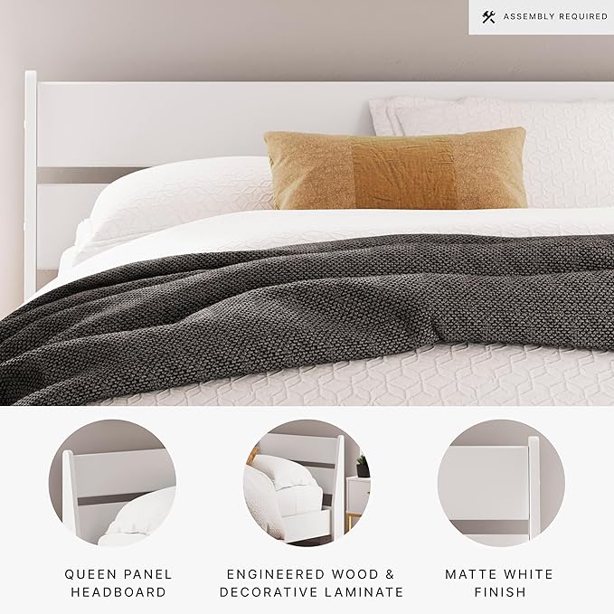 Signature Design by Ashley Socalle Coastal Panel Headboard, Queen, White