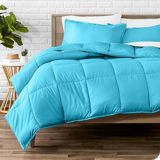 Bare Home Comforter Set - Queen Size - Ultra-Soft - Goose Down Alternative - Premium 1800 Series - All Season Warmth (Queen, Aqua)