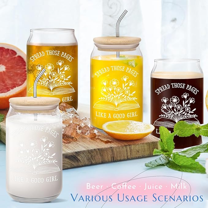 Book Lovers Gifts for Readers: Bookish, Reading & Book-Themed Gifts for Teachers, Librarians & Kids - Mothers Day, Graduation & Birthday Gift - 16oz Glass Cup