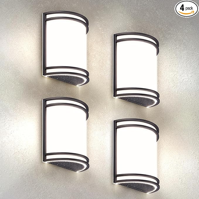 ASD LED Indoor Wall Mount Light Fixture - 10 Inch Modern Interior Oil Rubbed Bronze Wall Sconce Lighting - 3000K 4000K 5000K Adjustable - Half Cylinder Hallway Light Fixture - ETL & Energy Star 4 Pack