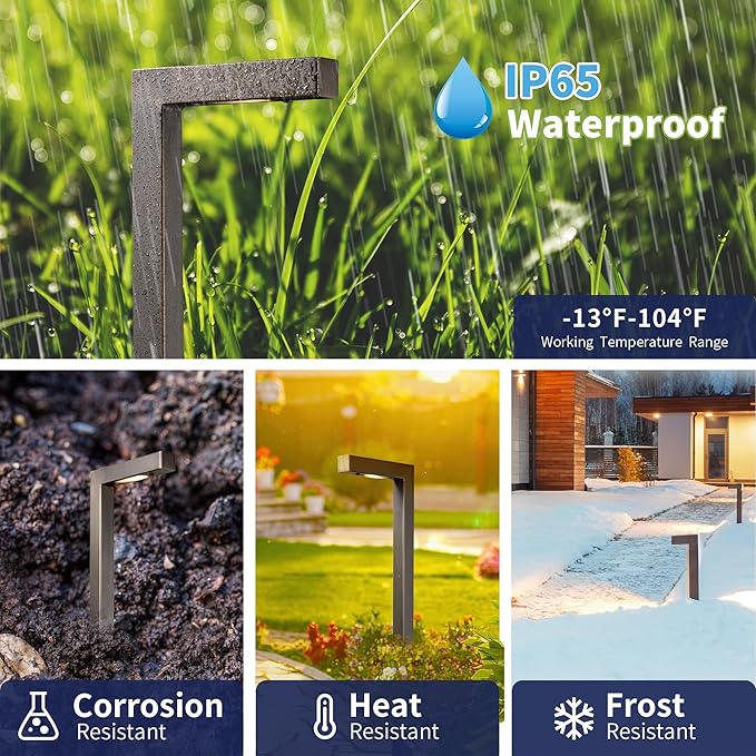 Low Voltage Landscape Lighting Brass, 12v Pathway Lights Waterproof, Hard Wired Path Light Outdoor, Mushroom-top ‎Classic Bronze for Exterior Area Patio House with G4 Bulb (6 Pack)