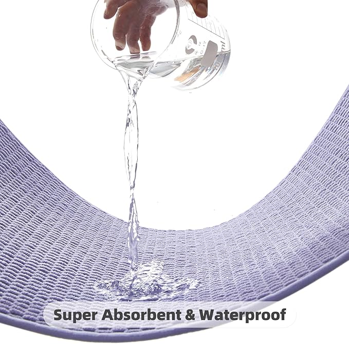 Bathroom Runner Rugs - Non Slip, Washable, Super Absorbent Chenille Bath Rug, Lavender 24"x70"