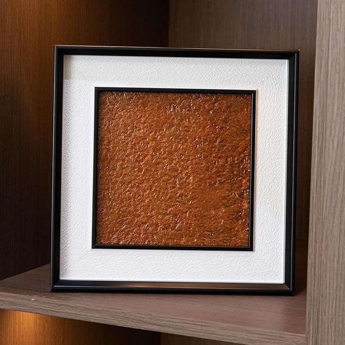 Natural Marble Decorative Wall Art Home Decor for Bedroom Hand Made Abstract Lithographic Painting for Living Room Aesthetic Classroom Farmhouse Heavy Texture Picture Frames 10x10 inch Wood Grain Red