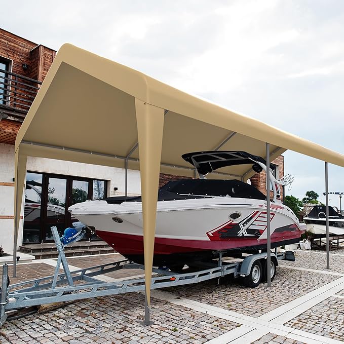 Morngardo Carport 10'x20', Heavy Duty 120 LBS Car Canopy Portable Garage with Roll-up Windows, Removable Sidewalls & Doors for Truck Boat Car Port, Party, Storage