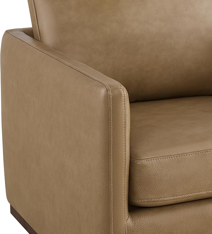 CHITA Genuine Leather Swivel Accent Chair, FSC Certified Mid Century Modern Arm Chair for Living Room and Bedroom, Fully Assembled, Mocha