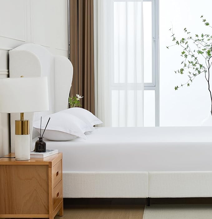 King Size Upholstered Platform Bed with 54" Camelback Headboard, Chenille Fabric, Metal & Wood Support, No Box Spring Needed (Cream White Chenille Curved, King)