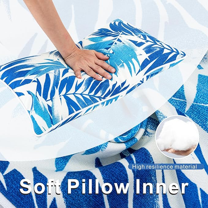 JMGBird 12×20 Inch Outdoor Lumbar Pillows Pack of 2 Colors Waterproof Throw Pillows with Insert Rectangular Decorative Garden Cushion for Home Furniture Patio Coach Sofa