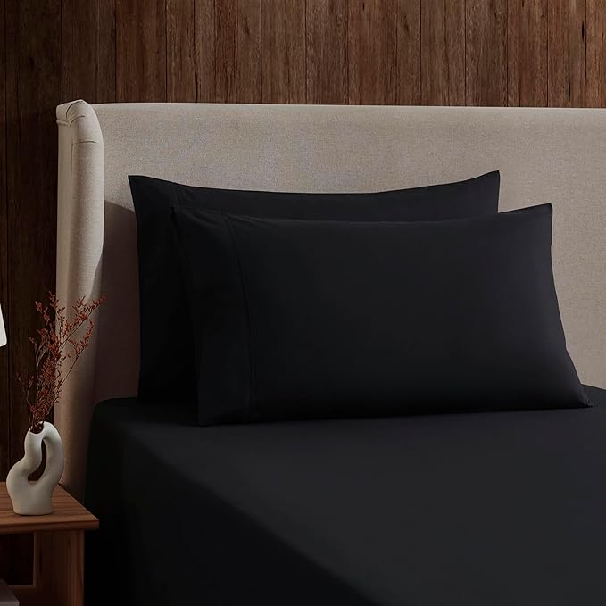 Nestl California King Sheet Set - 1800 Ultra-Soft Microfiber Cal King Bed Sheets - Double Brushed - Deep Pockets - Easy Fit - 4 Piece Set - Bed Sheets (California King, Black)