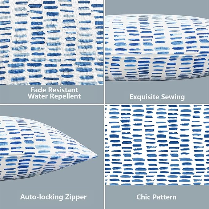 LVTXIII Outdoor Throw Pillow Covers 16 x 16 Inch, Covers ONLY Modern Cute Pattern Decorative Square Toss Pillow Case Pack of 2 for Home Patio Garden Sofa Bed Furniture, Pebble Blue