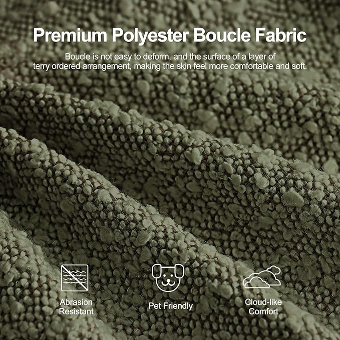 ELUCHANG 120" Modular Sectional Sofa Couch, 4 Seater Large Sectional Couches for Living Room, Modern Boucle Oversized Couch, Comfy Deep Seat Home Sofas Set, Green