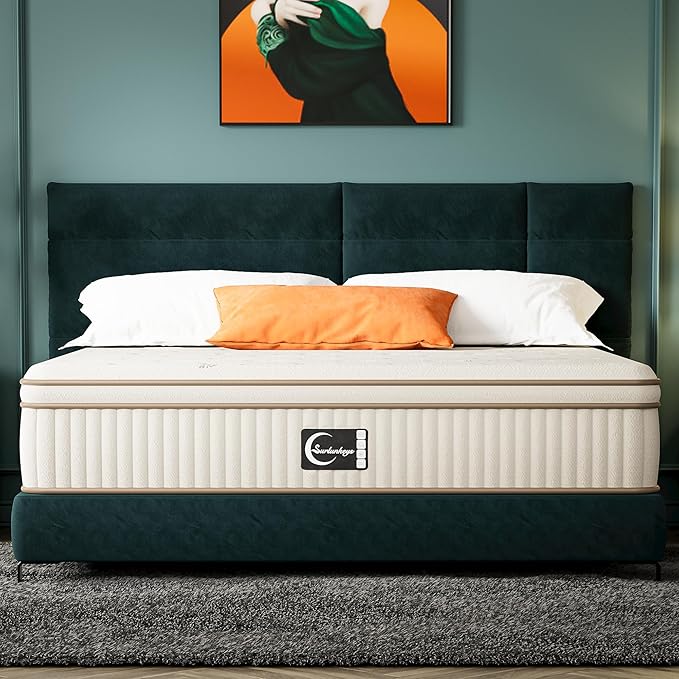 Gel Foam Innerspring Mattress - 14 Inch Full Size Mattress for Back Pain Relief, Medium Firm with Reinforced Edge Support, Off-White