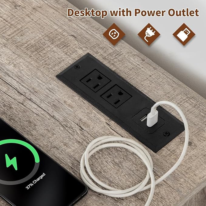 Dressers for Bedroom,6 Drawers Dresser with LED Light,Power Outlets and Open Shelves,Chests of Drawers for 65 inch TV, for Hallway, Entryway, Light Rustic Oak