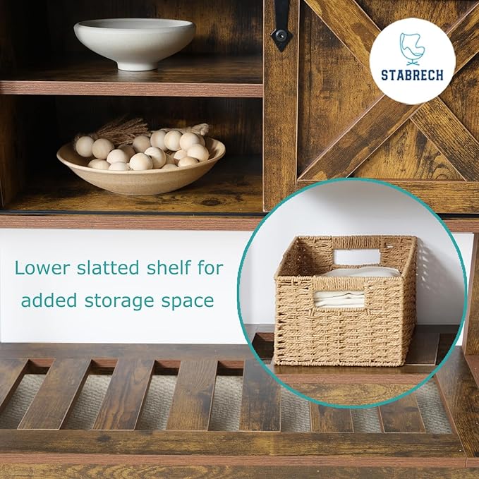 Brown Farmhouse Console Table for Entryway, Sofa Table with Storage Shelf, Hallway Tables with Sliding Barn Doors, Entry Tables for Foyer, Living Room