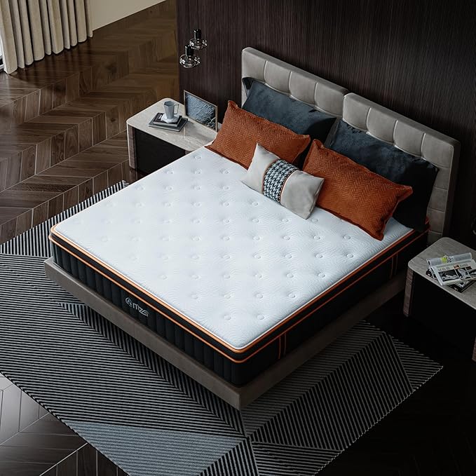 14 Inch King Size Extra Plush Hybrid Mattress, Gel-Infused Memory Foam Pillow Top & 3-Zone Pocket Coils, Cooling & Breathable, CertiPUR-US Certified, Fiberglass-Free, Mattress in a Box