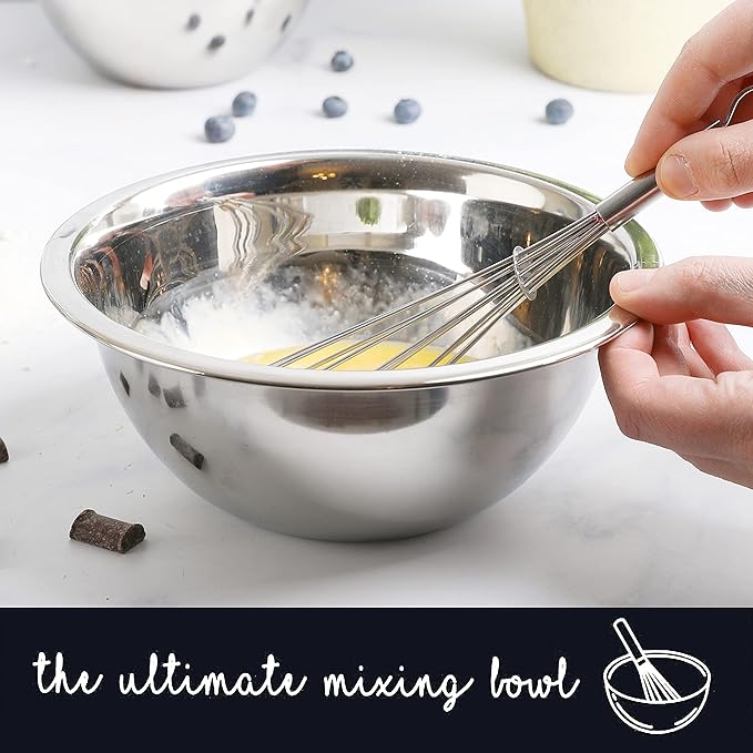 WHYSKO Meal Prep Stainless Steel Mixing Bowl (5-Piece Set) Home, Refrigerator, and Kitchen Food Storage Organizers | Ecofriendly, Heavy Duty, No Lids