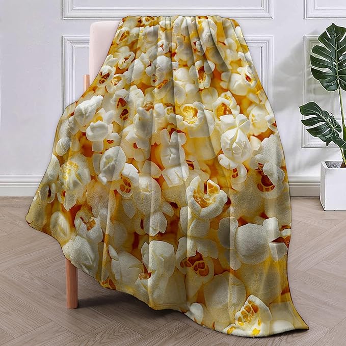 Popcorn Movie Blanket Gifts for Women Girls Adults Kids Soft Warm Lightweight Cozy Movie Theme Cinema Popcorn Throw Blankets for Bed Sofa Couch Living Room Decor 50x40in