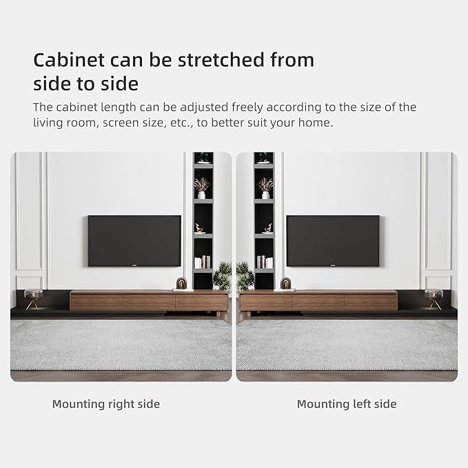 Mid-Century Modern Extendable TV Cabinet with 3 Drawers,TV Stand Adjustable from 78.7" to 130",Entertainment Center for Living Room,Walnut