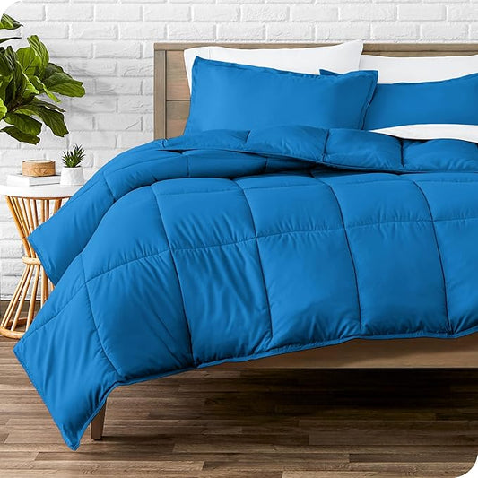 Bare Home Comforter Set - Queen Size - Ultra-Soft - Goose Down Alternative - Premium 1800 Series - All Season Warmth (Queen, Medium Blue)