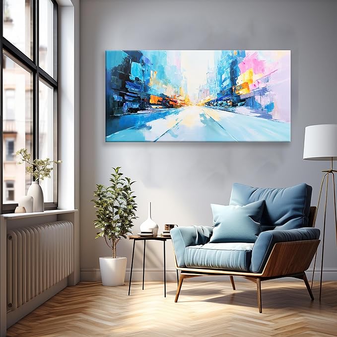 Tsomzxng Abstract Wall Art Blue White Abstract Canvas Prints For Living Room Wall Art Bedroom Decor Canvas Wall Art Prints For Living Room Bedroom Kitchen Office 24"X48"