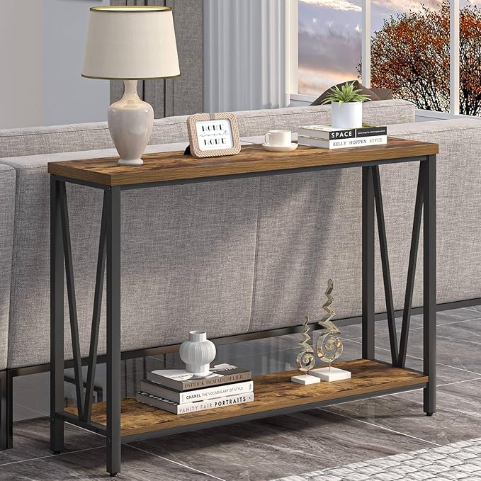 EXCEFUR Entryway Table, Narrow Sofa Console Tables Behind Couch, Modern Entry Table for Hallway Entrance Living Room, Rustic Brown