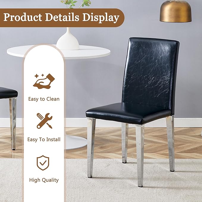 Glass Dining Table Set for 4, 63” Kitchen Table Set for 4, Modern Dining Room Table Set with Upholstered Chairs, Tempered Glass Tabletop with Y Shape Base
