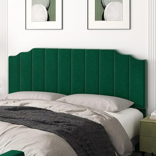 King Size Headboard Only, Velvet Wall Mounted Headboard King for Adjustable Bed Modern Upholstered Head Board Easy Assembly, Jade Green