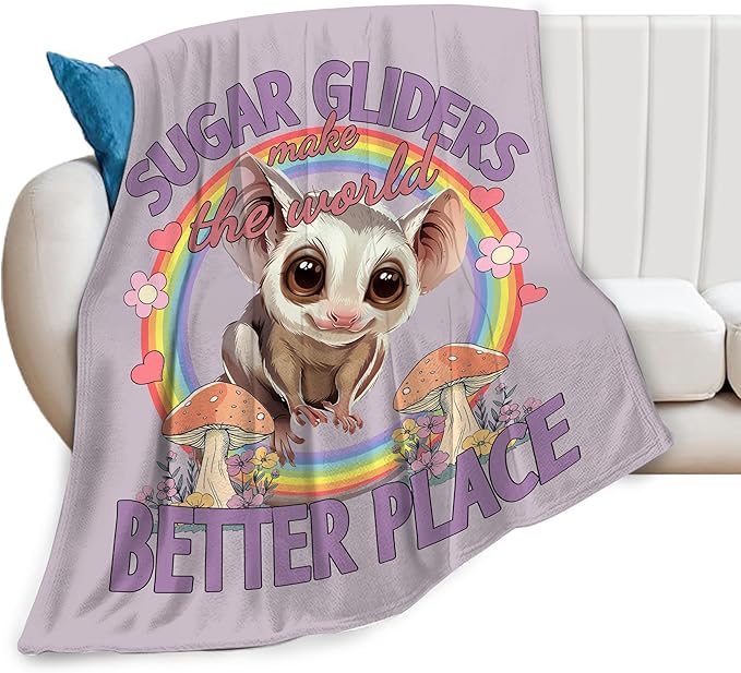Sugar Glider Blanket Sugar Glider Throw Blanket Soft Fleece Flannel Petaurus Breviceps Gifts for Teens Lovers Stuff Plush for Couch Sofa Bed Room Decor 50"X60"