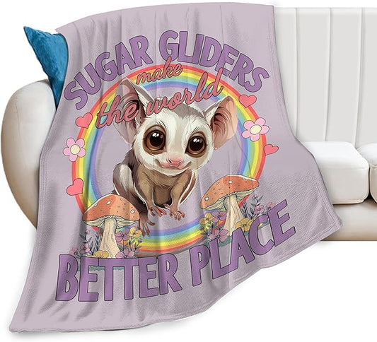 Sugar Glider Blanket Sugar Glider Throw Blanket Soft Fleece Flannel Petaurus Breviceps Gifts for Teens Lovers Stuff Plush for Couch Sofa Bed Room Decor 40"X50"