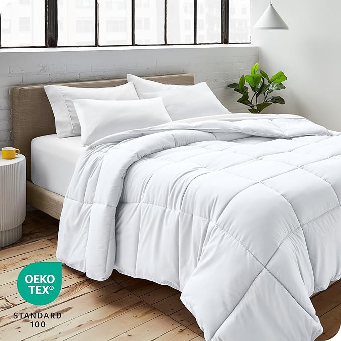 Bare Home Comforter Set - Ultra-Soft - Goose Down Alternative - Premium 1800 Series - All Season Warmth (Twin/Twin XL, White)