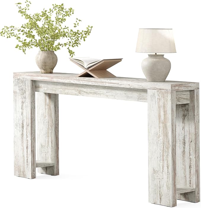 LITTLE TREE 70.9-Inch Entryway Table, Long Narrow Farmhouse Sofa Console Table for Living Room, Hallway