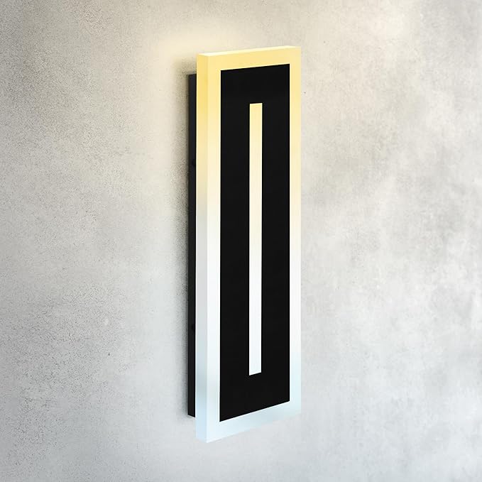 ASD LED 18" Long Wall Mount Light Fixture, Outdoor & Indoor Linear Sconce | 3CCT, Dimmable, Waterproof, Anti-Rust, ETL Listed | 18W 1180LM 3000-5000K 100-277V | Exterior Porch Lighting | Black