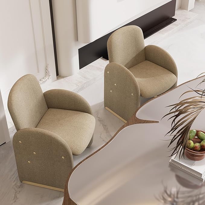 YOUTASTE Oversized Accent Chair for Living Room Bedroom Office, Upholstered Mohair Armchair with Wood Frame and Gold Metal Legs, Mid-Century Modern Comfy Lounge Chair, Sandy Brown