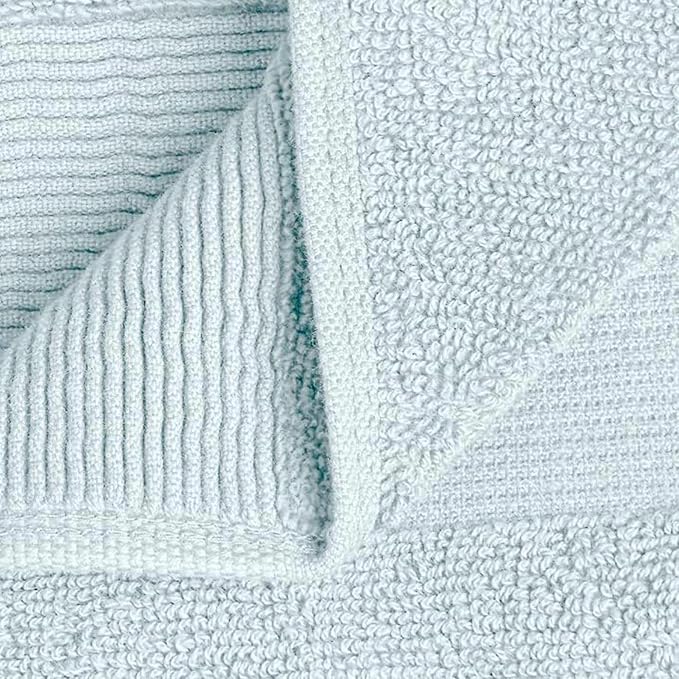 White Classic Resort Collection Soft Washcloth Face & Body Towel Set | 12x12 Luxury Hotel Plush & Absorbent Cotton Wash Clothes [12 Pack, Light Blue]