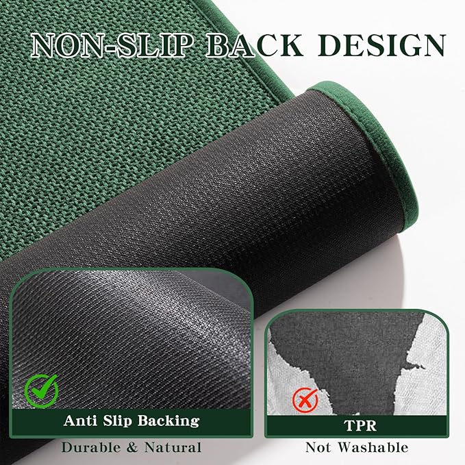 chakme Bathroom Rugs Mat 59x25, Ultra Thin Non Slip Bath Mat Large Quick Dry Absorbent Bath Mat for Bathroom Floor, (Green, 59"x25")