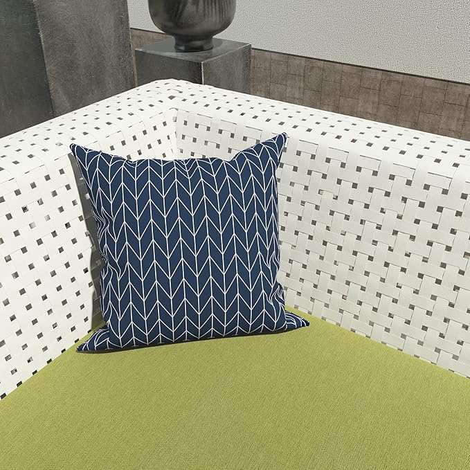 LVTXIII Outdoor/Indoor Pillow Covers ONLY, Square Throw Pillow Covers, Modern Cushion Cases for Sofa Patio Couch Decoration 18 x 18 Inch, Pack of 2, Herringbone Navy
