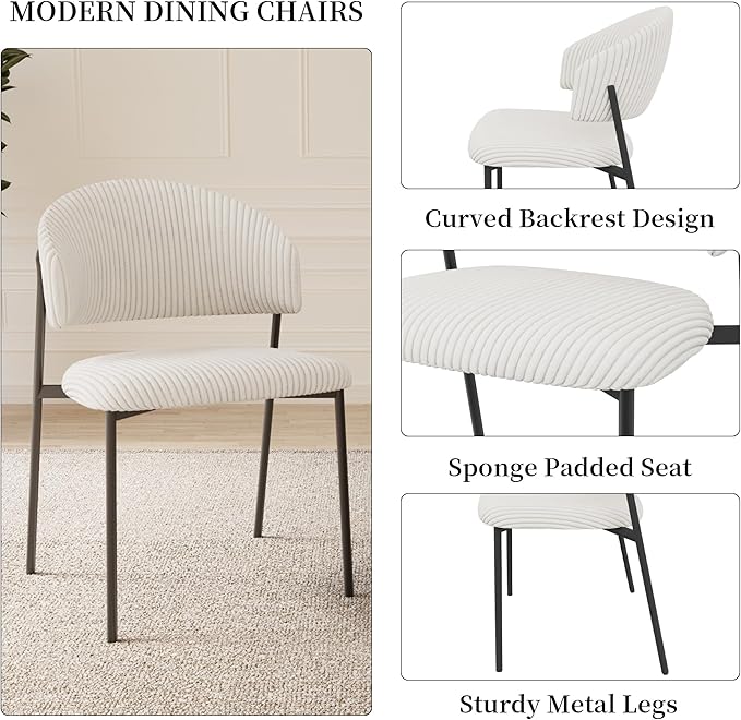 43.3 Inch Round Dining Table Set for 4, Modern Small Kitchen Coffee Set for Dining Room Kitchen Apartment (Cream Table + 4 White Shell Chairs)