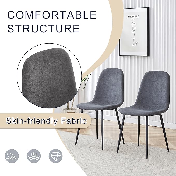 Dining Table Chairs Set for 4, Modern Rectangular Dining Room Table Set Upholstered Dining Chairs 55" Dinner Table Set for Kitchen