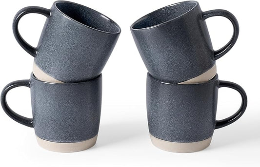 famiware Coffee Mugs Set of 4, Milkyway 13 oz Mug Set, Ceramic Cup Set with Handle for Coffee, Tea, Cocoa, Milk, Matte Dark Charcoal