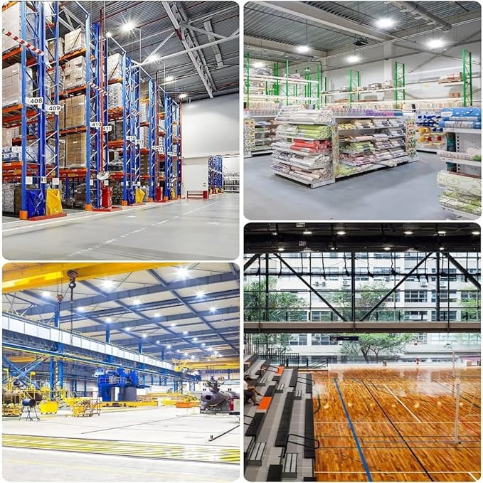 4 Pack 500W UFO Led High Bay Light,120VAC,5000K Daylight Commercial Bay Lighting,IP66 Waterproof,71050LM,2150W MH/HPS with Plug Area Lighting for Warehouse/Shop/Workshop/Barn/Gym/Factory