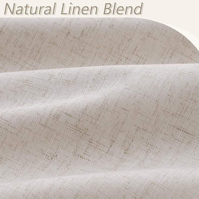 Guken Linen Blackout Curtains 96 Inch Length 2 Panels Set for Living Room Bedroom Back Tab Thermal Insulated 100% Black Out Linen Drapes Room Darkening Window Curtains 96 Inches Long,Sand Beige