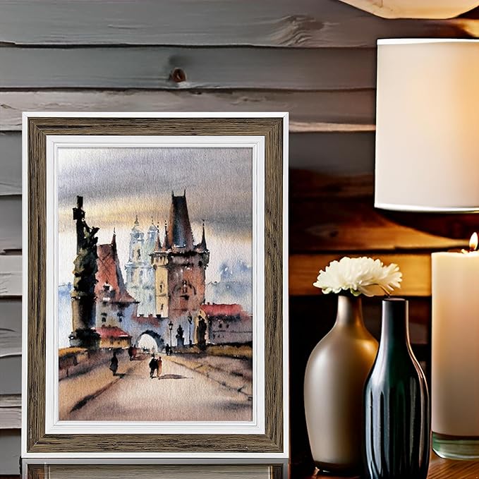 4x6 Picture Frame Set of 6, Rustic Farmhouse Photo Frame, Display 3.5x5 with Mat or 4x6 Without Mat for Decorative on Wall Hanging and Tabletop Placement