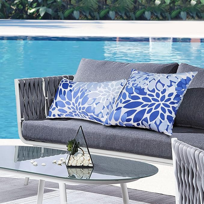 Outdoor Lumbar Pillows - Decorative Pillows with Insert Included Set of 2 Outdoor Pillows for Patio Furniture 12x20 Inch