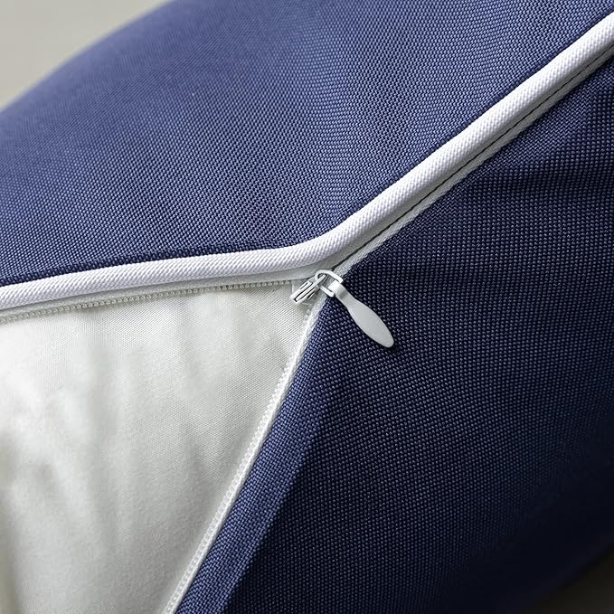 Phantoscope Pack of 2 Outdoor Waterproof Solid Throw Decorative Pillow Cover Decorative Square Outdoor Pillows Cushion Case Patio Pillows for Couch Tent Sunbrella, Dark Blue 12x20 inches 30x50 cm