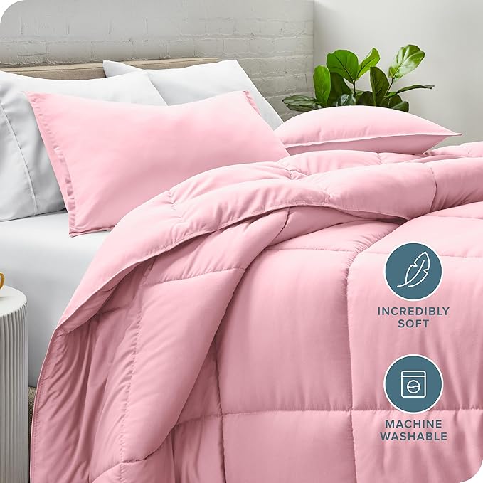 Bare Home Comforter Set - King/California King Size - Ultra-Soft - Goose Down Alternative - Premium 1800 Series - All Season Warmth (King/Cal King, Light Pink)