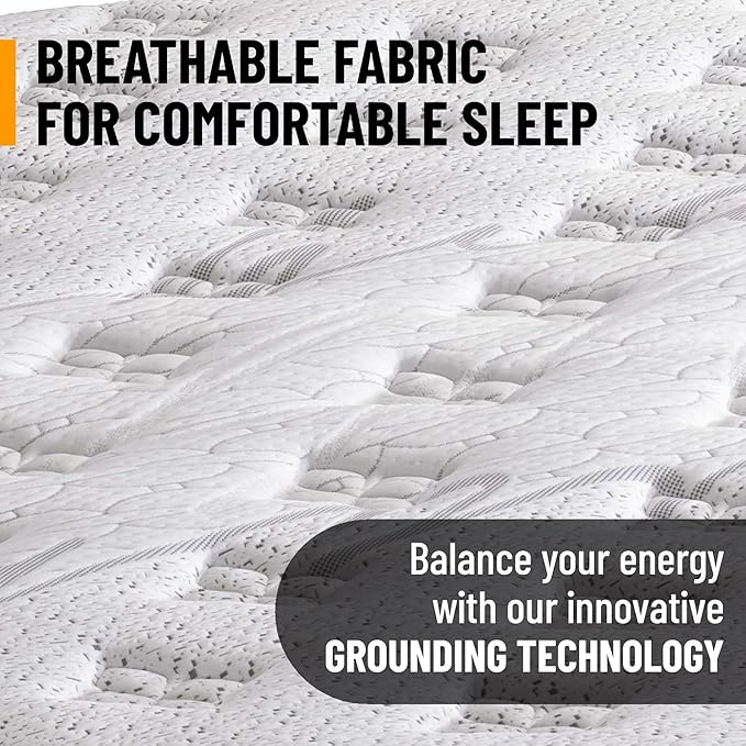 Ottomanson Queen 12” Firm Hybrid Mattress - Made in USA - Premium Support & Durability - Individually Pocketed Coils & CertiPUR-US Foam - Fiberglass-Free - Bed in a Box