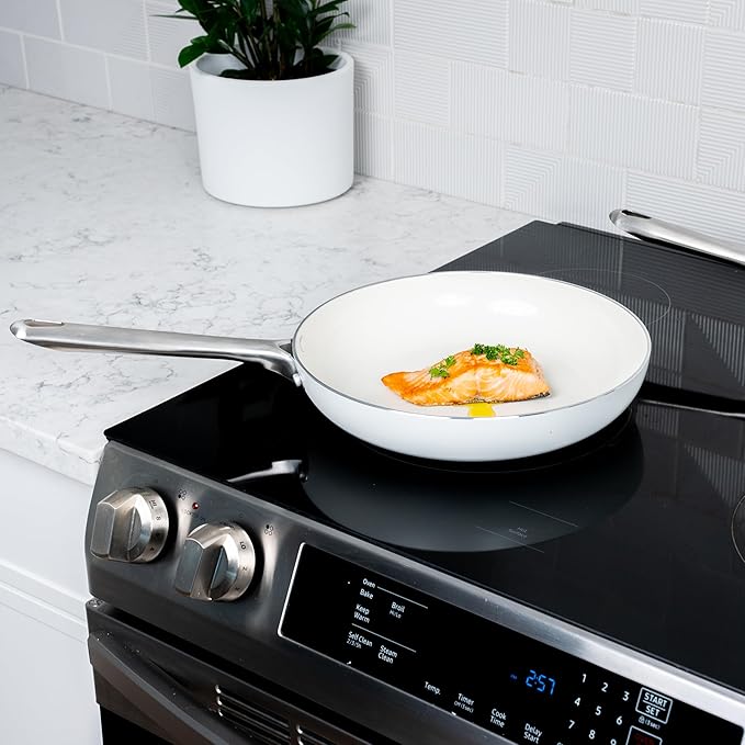 Alva Mobi 8-Piece Ceramic Cookware Set – PFAS-Free, Nonstick & Non-Toxic – Oven & Induction Safe – Scratch-Resistant, Diamond-Reinforced, Dishwasher Safe – Elegant Cannoli Cream